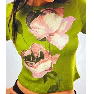 FP- Daydreamer Green Floral Fitted Tee